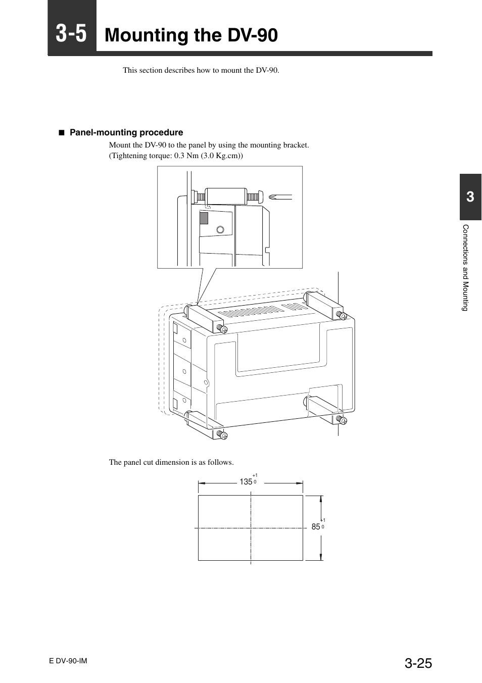 5 mounting the dv-90, Mounting the dv-90 -25, Mounting the dv-90 | KEYENCE DV-90 User Manual | Page 59 / 262