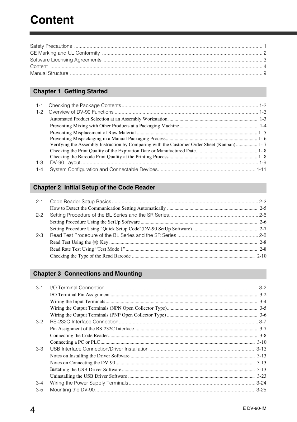 Content | KEYENCE DV-90 User Manual | Page 6 / 262