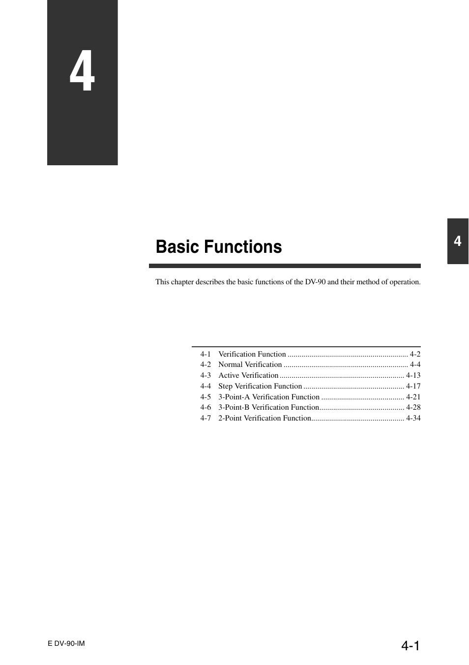 Chapter 4 basic functions, Basic functions | KEYENCE DV-90 User Manual | Page 61 / 262