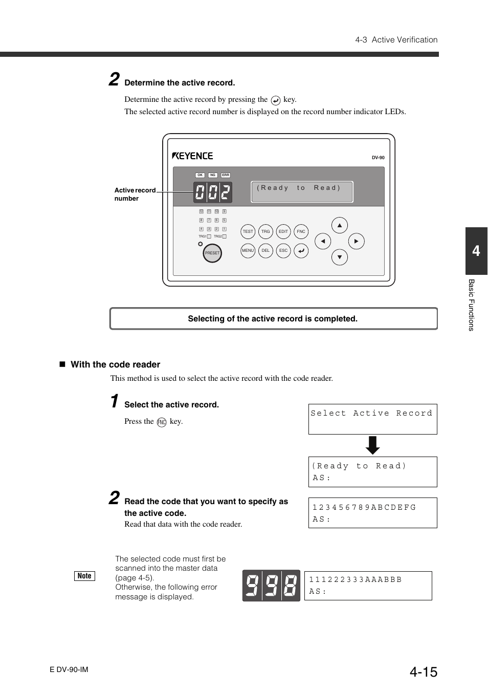 With the code reader | KEYENCE DV-90 User Manual | Page 75 / 262