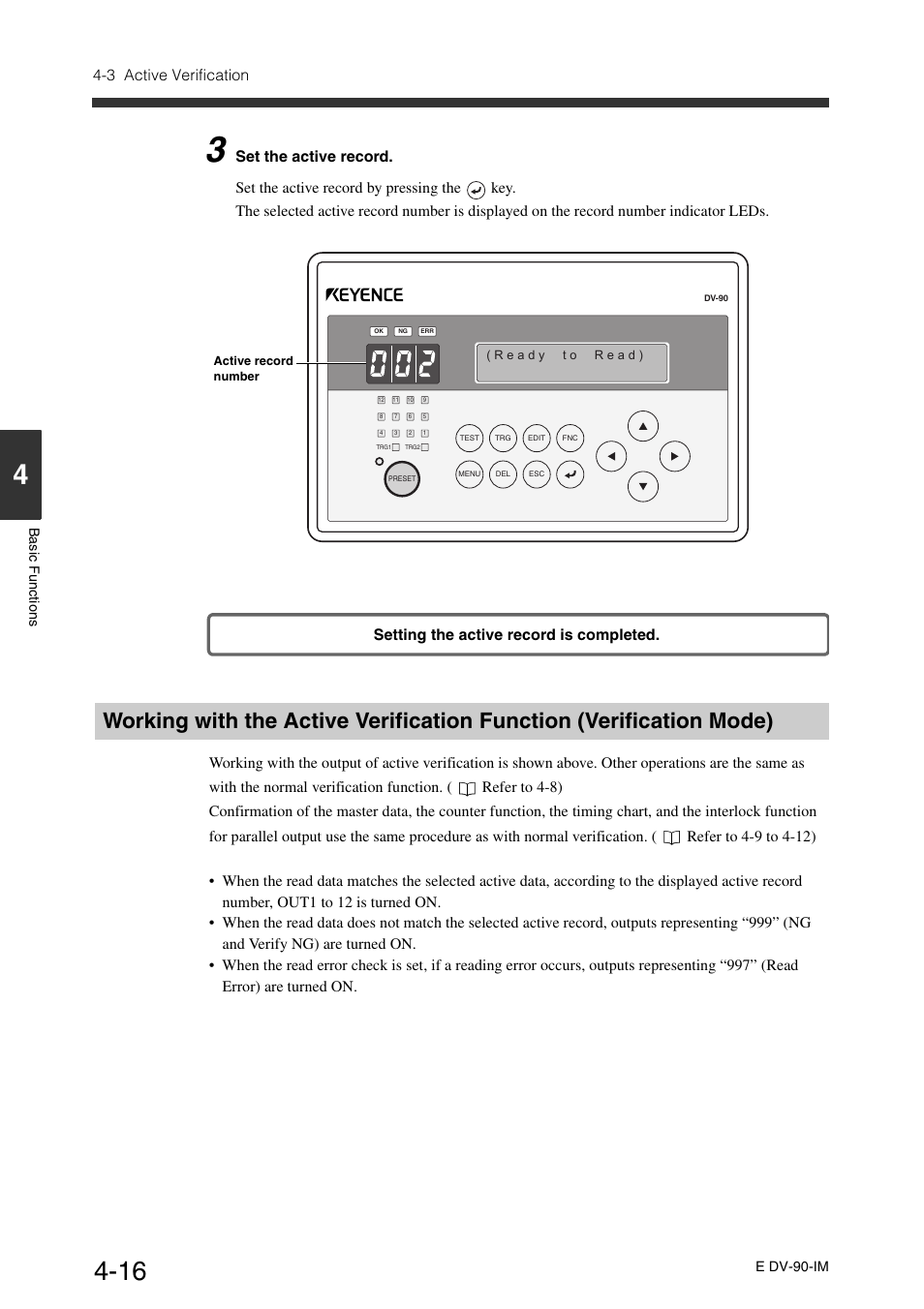 3 active verification | KEYENCE DV-90 User Manual | Page 76 / 262