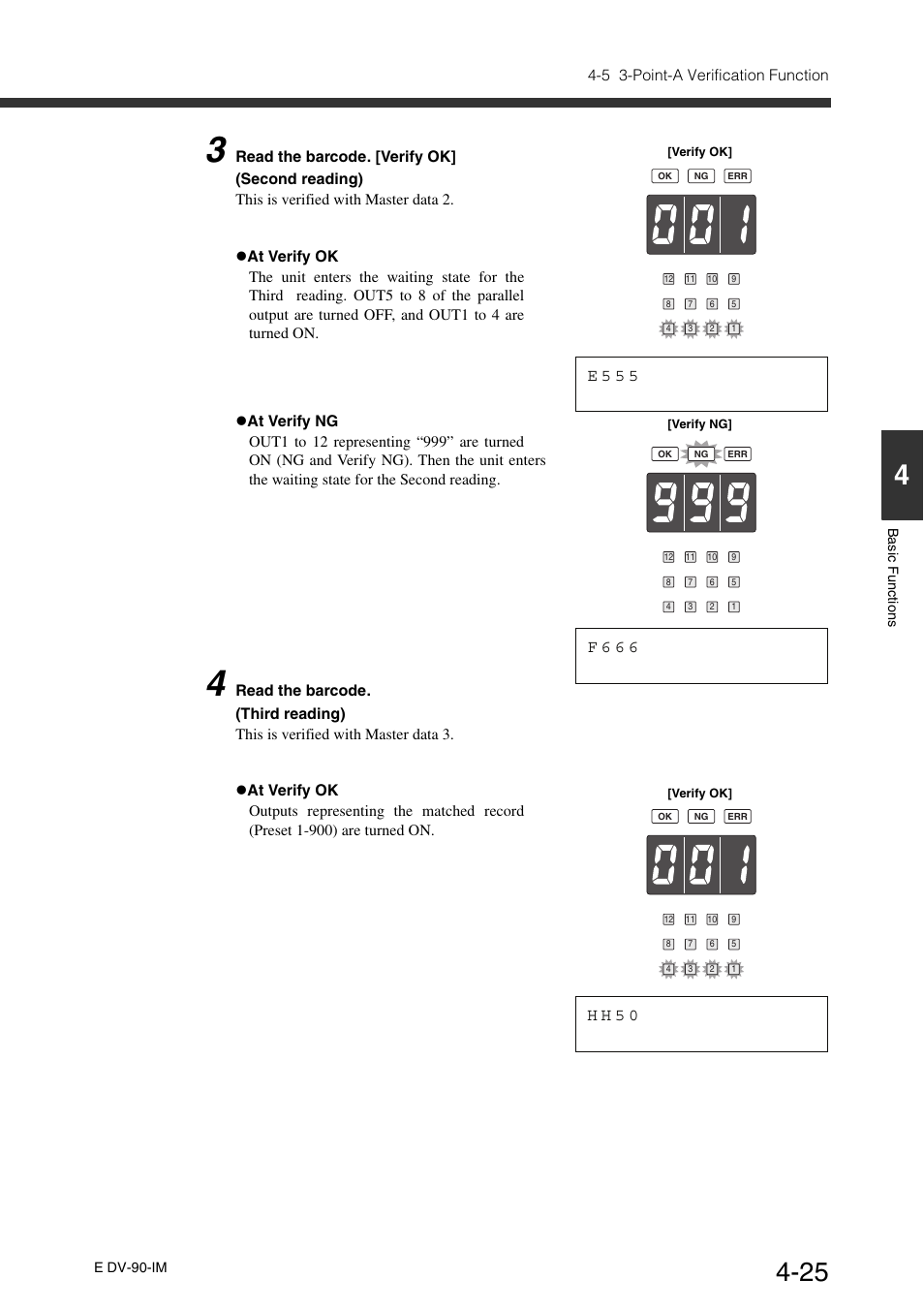 E 5 5 5, F 6 6 6, H h 5 0 | 5 3-point-a verification function | KEYENCE DV-90 User Manual | Page 85 / 262