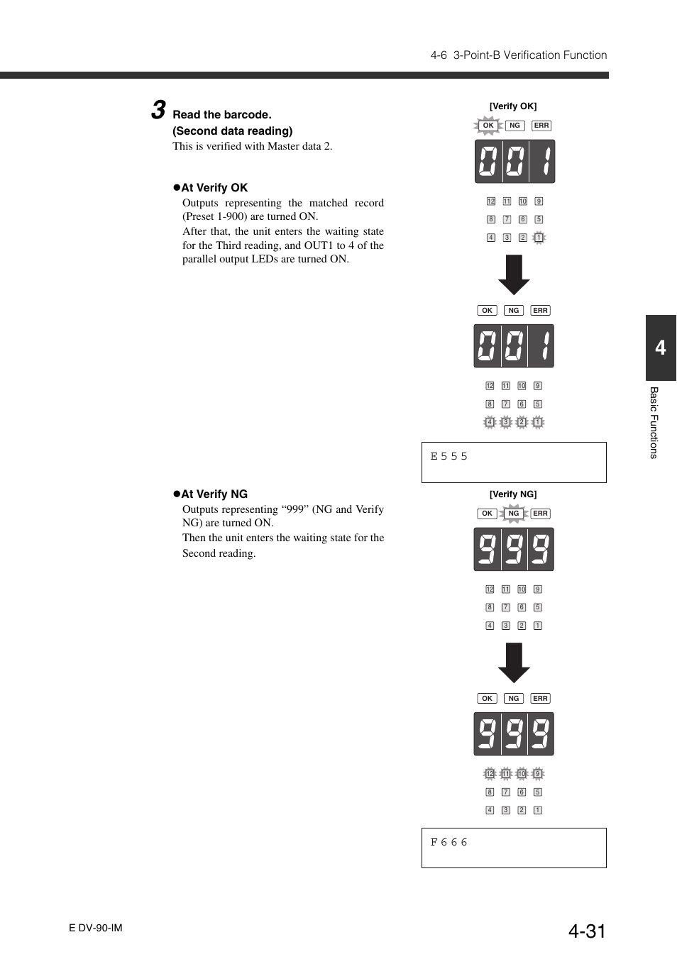 E 5 5 5, F 6 6 6, 6 3-point-b verification function | KEYENCE DV-90 User Manual | Page 91 / 262