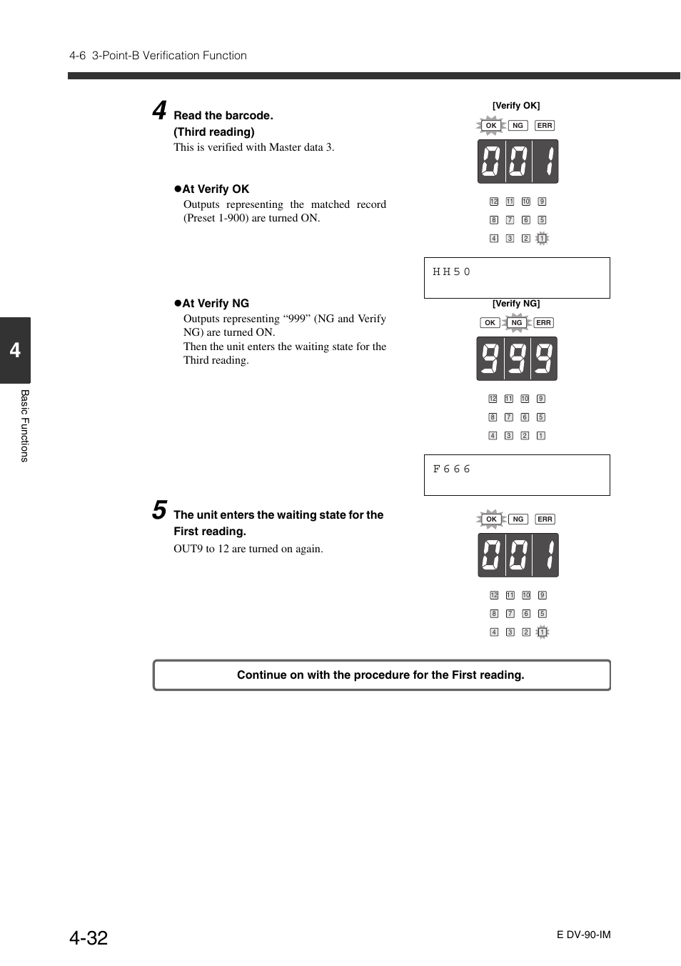 H h 5 0, F 6 6 6, 6 3-point-b verification function | KEYENCE DV-90 User Manual | Page 92 / 262