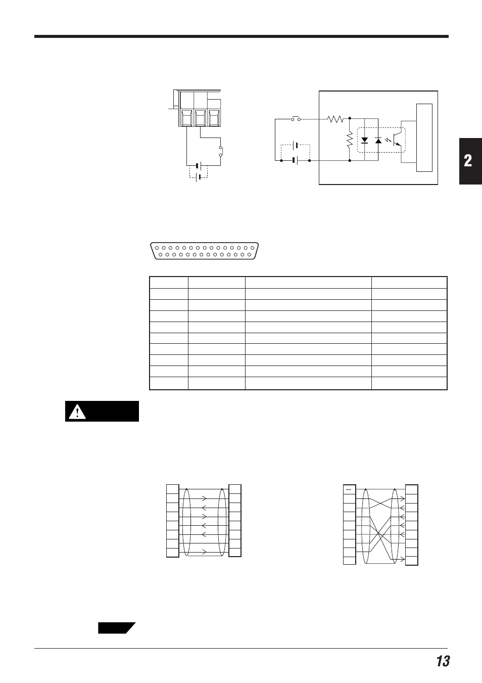 2 connecting rs-232c, Caution, Connecting trigger input | Pin assignment, Rs-232c cable connections | KEYENCE N-400 User Manual | Page 21 / 150