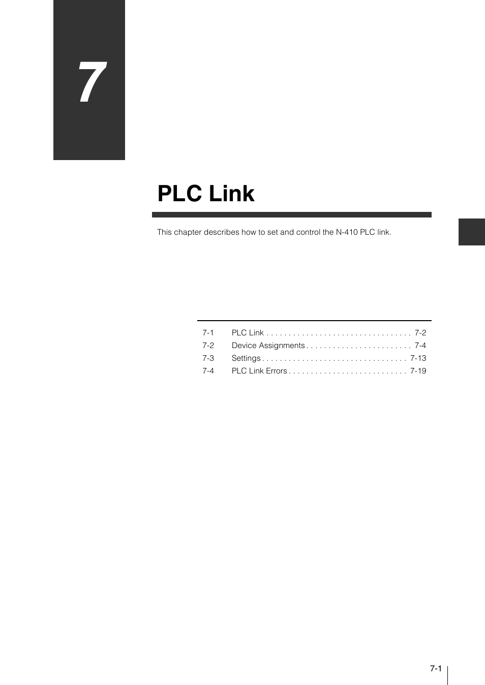 Chapter 7 plc link, Plc link | KEYENCE N-410 User Manual | Page 117 / 160