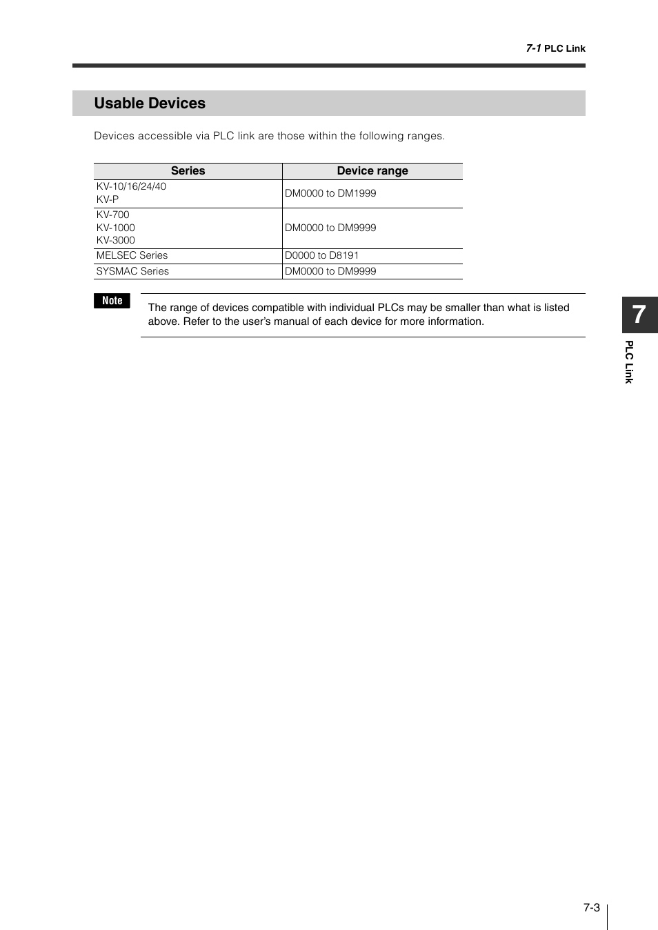 Usable devices, Usable devices -3 | KEYENCE N-410 User Manual | Page 119 / 160