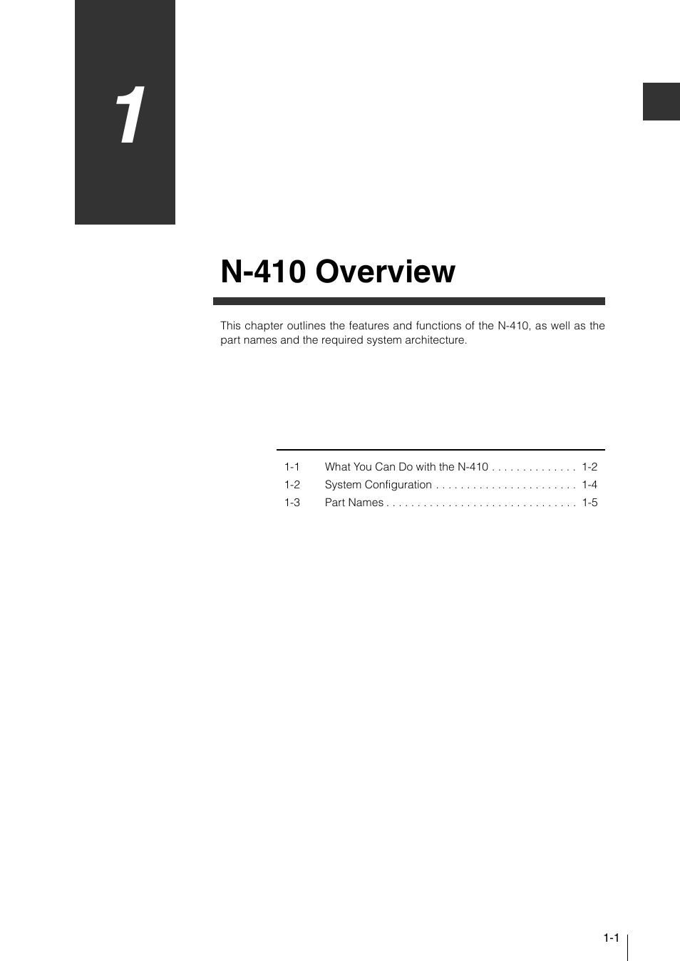 Chapter 1 n-410 overview, N-410 overview | KEYENCE N-410 User Manual | Page 13 / 160