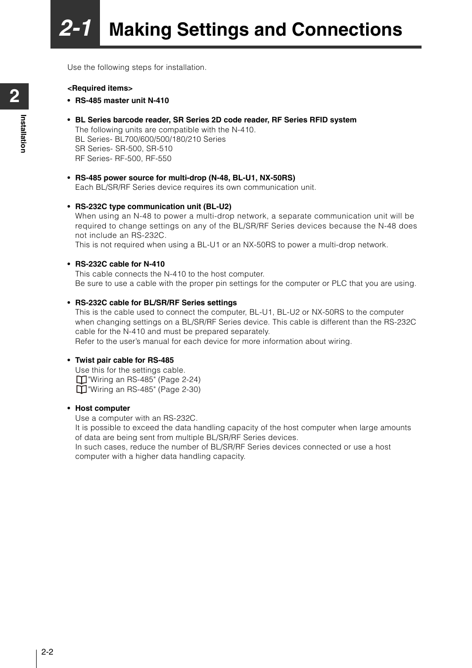 1 making settings and connections, Making settings and connections -2, Making settings and connections | KEYENCE N-410 User Manual | Page 24 / 160