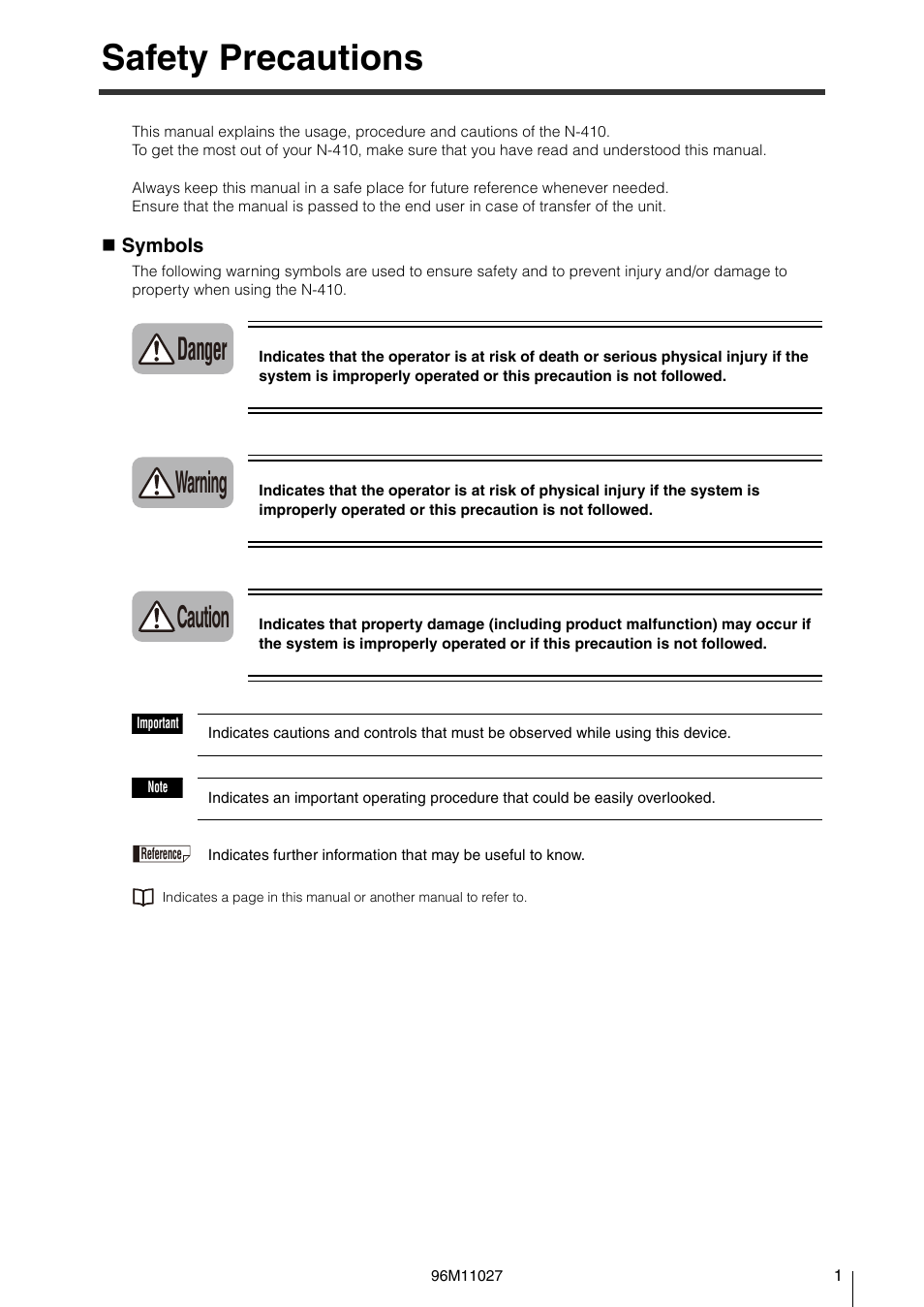 Safety precautions, Danger warning caution | KEYENCE N-410 User Manual | Page 3 / 160