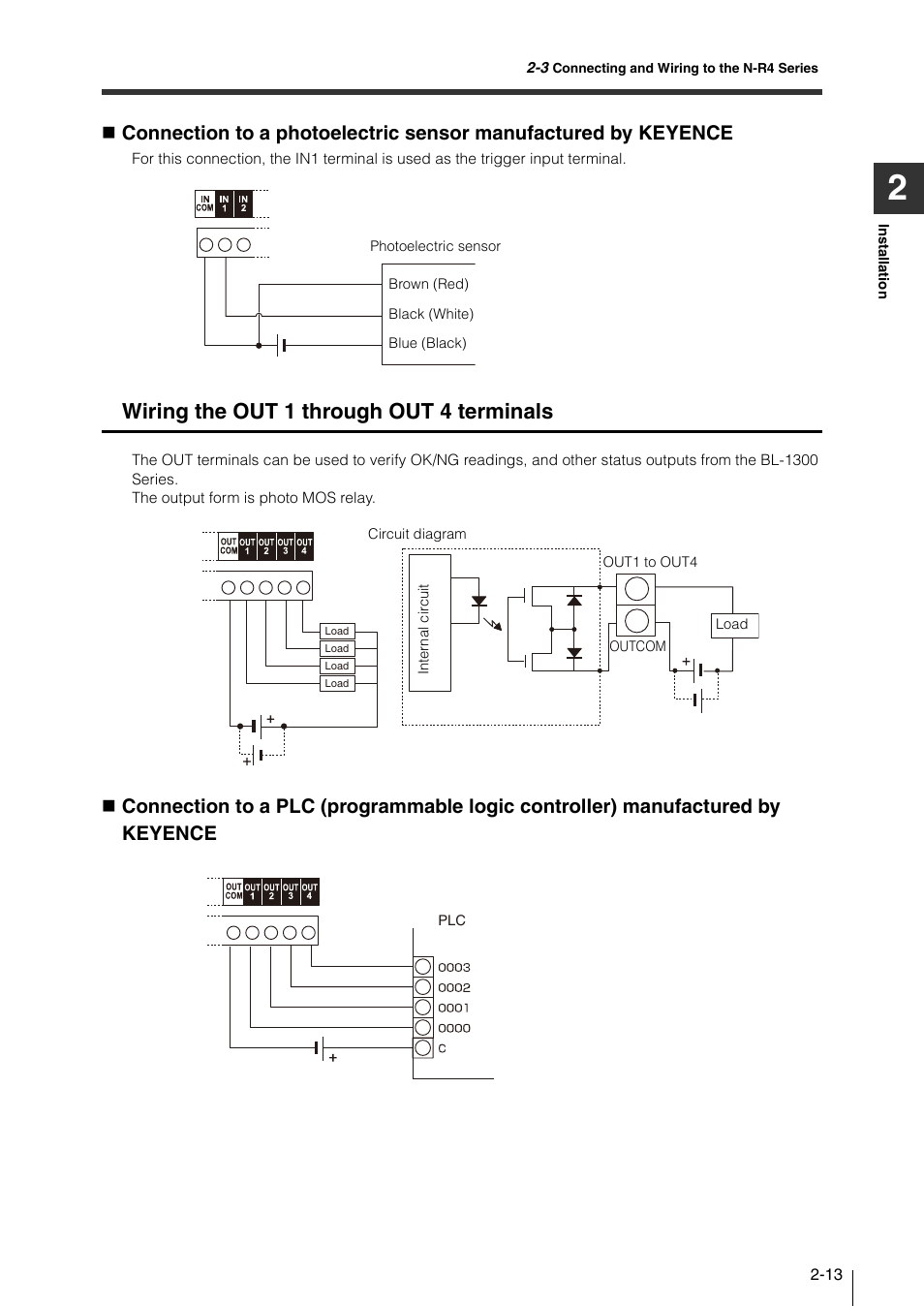 Wiring the out 1 through out 4 terminals | KEYENCE N-410 User Manual | Page 35 / 160