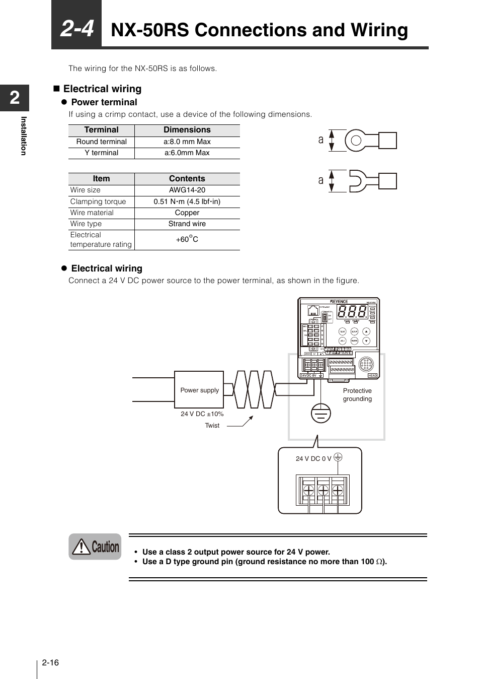 4 nx-50rs connections and wiring, Nx-50rs connections and wiring -16, Nx-50rs connections and wiring | Caution | KEYENCE N-410 User Manual | Page 38 / 160