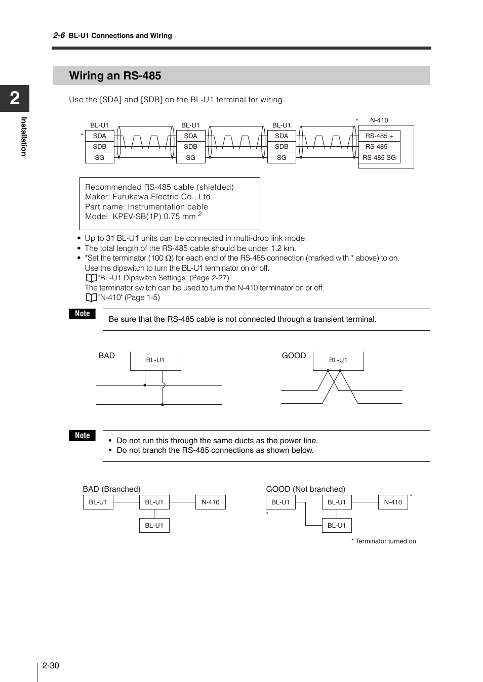 Wiring an rs-485, Wiring an rs-485 -30, Wiring an rs | KEYENCE N-410 User Manual | Page 52 / 160