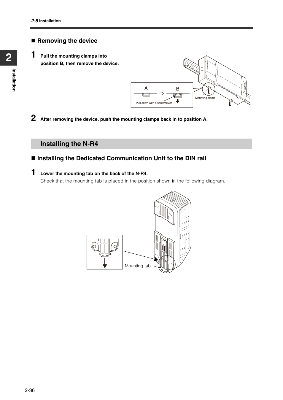 Installing the n-r4, Installing the n-r4 -36 | KEYENCE N-410 User Manual | Page 58 / 160