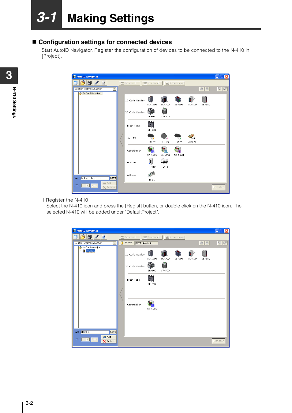 1 making settings, Making settings -2, Making settings | KEYENCE N-410 User Manual | Page 62 / 160
