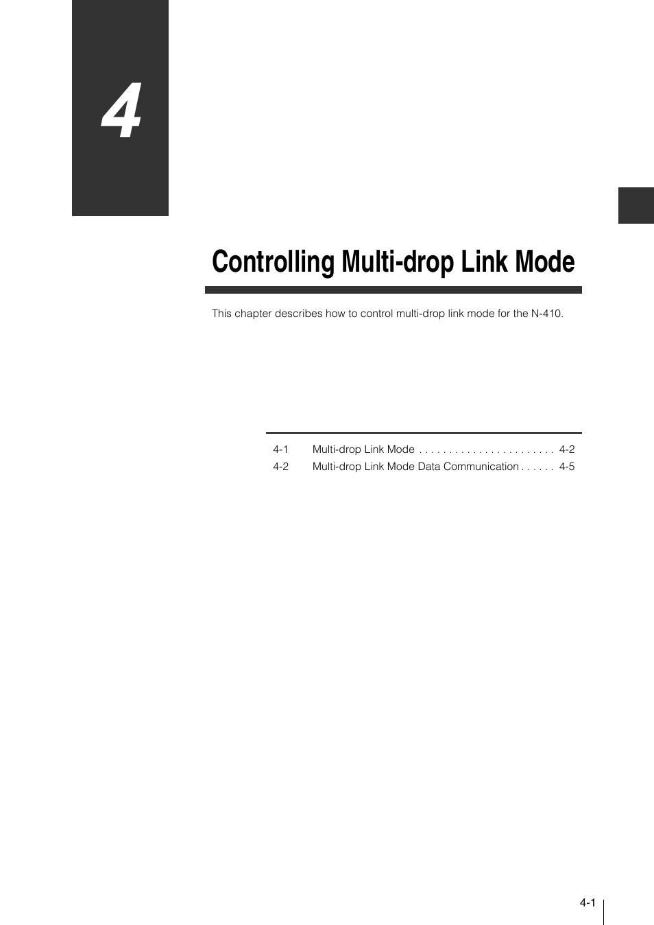 Chapter 4 controlling multi-drop link mode, Controlling multi- drop link mode, Controlling multi-drop link mode | KEYENCE N-410 User Manual | Page 75 / 160