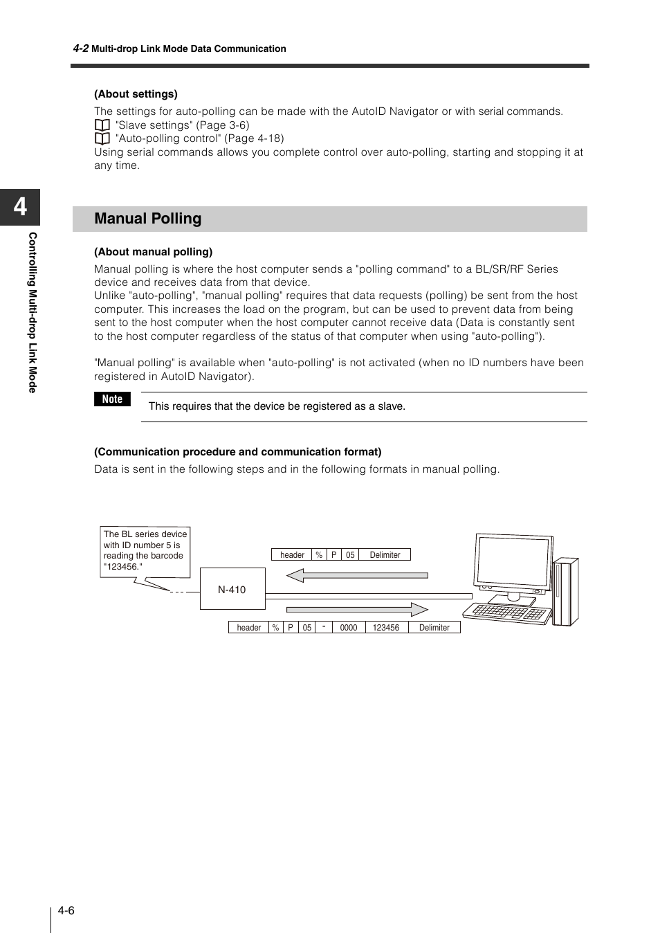 Manual polling, Manual polling -6 | KEYENCE N-410 User Manual | Page 80 / 160