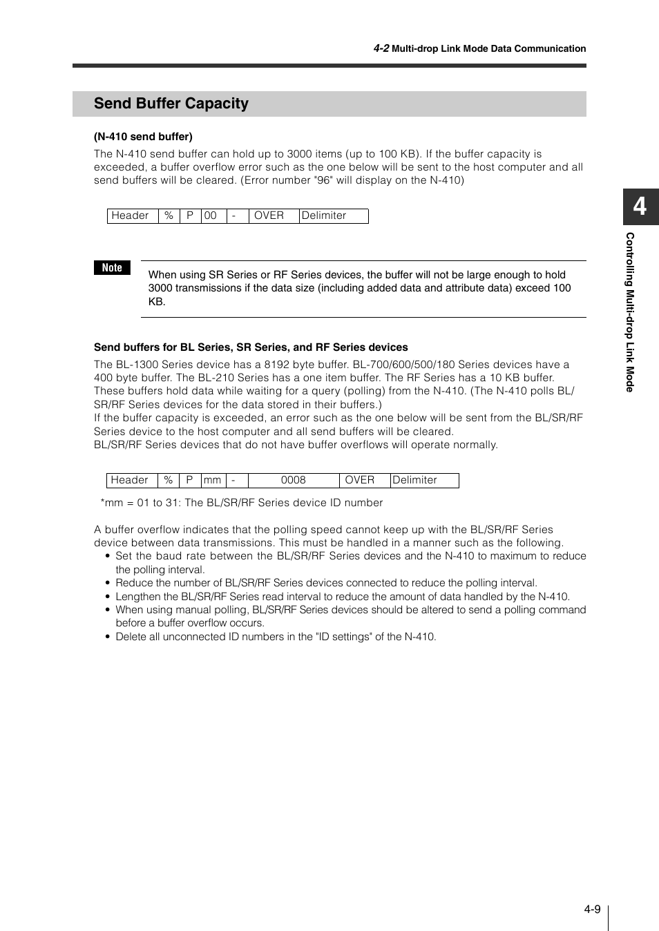 Send buffer capacity, Send buffer capacity -9 | KEYENCE N-410 User Manual | Page 83 / 160