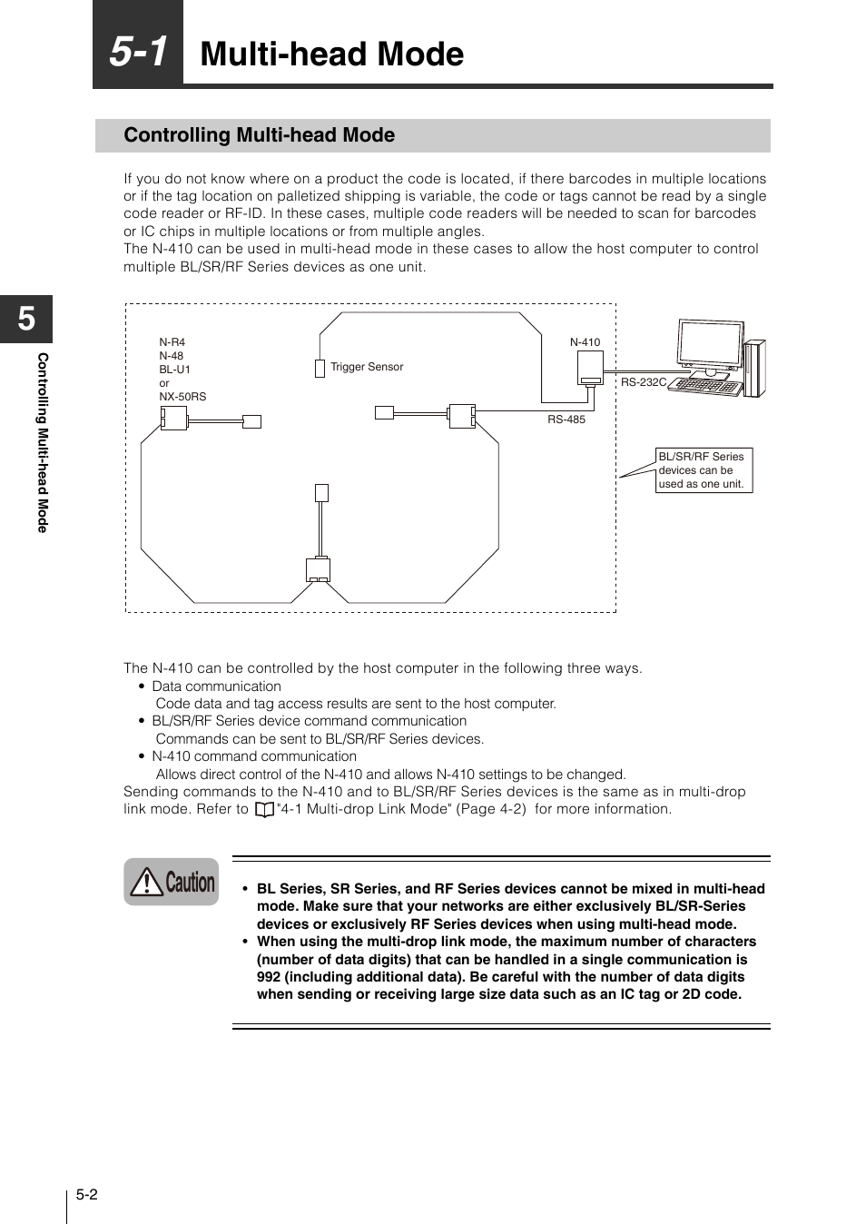 1 multi-head mode, Controlling multi-head mode, Multi-head mode -2 | Controlling multi-head mode -2, Multi-head mode, Caution | KEYENCE N-410 User Manual | Page 86 / 160