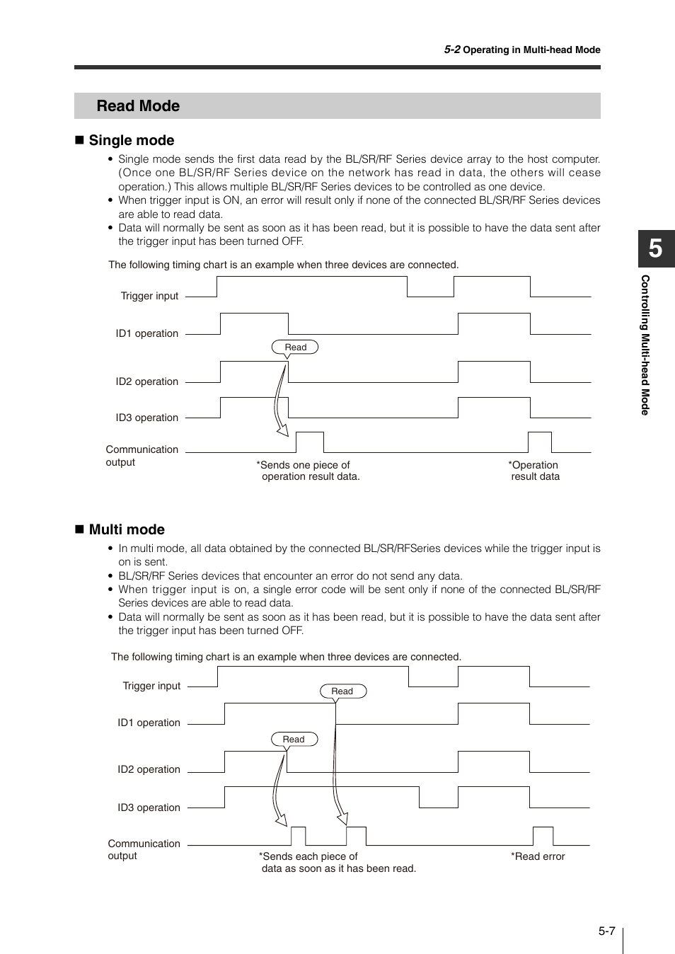 Read mode, Read mode -7, Single mode | Multi mode | KEYENCE N-410 User Manual | Page 91 / 160