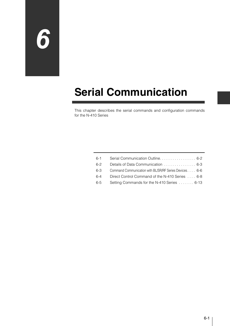 Chapter 6 serial communication, Serial communication | KEYENCE N-410 User Manual | Page 97 / 160