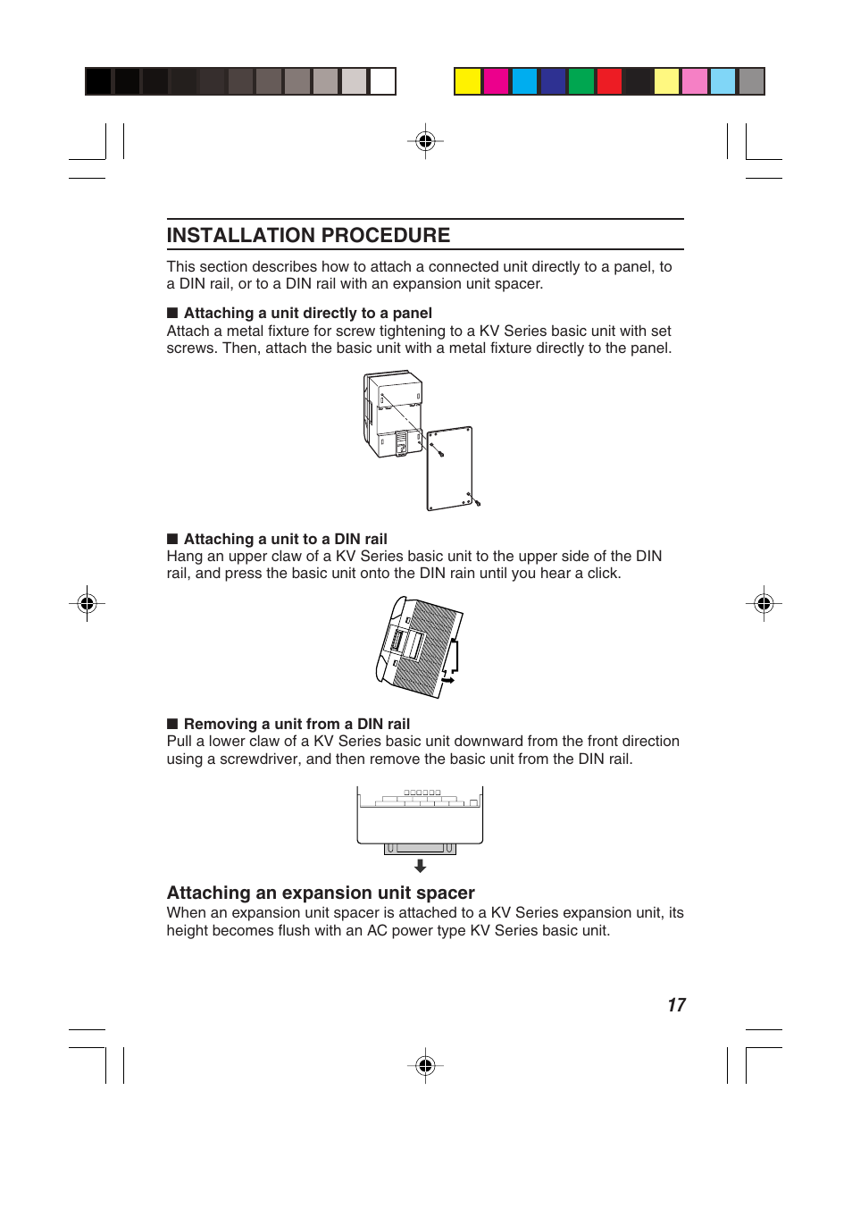 Installation procedure | KEYENCE KV Series User Manual | Page 19 / 26