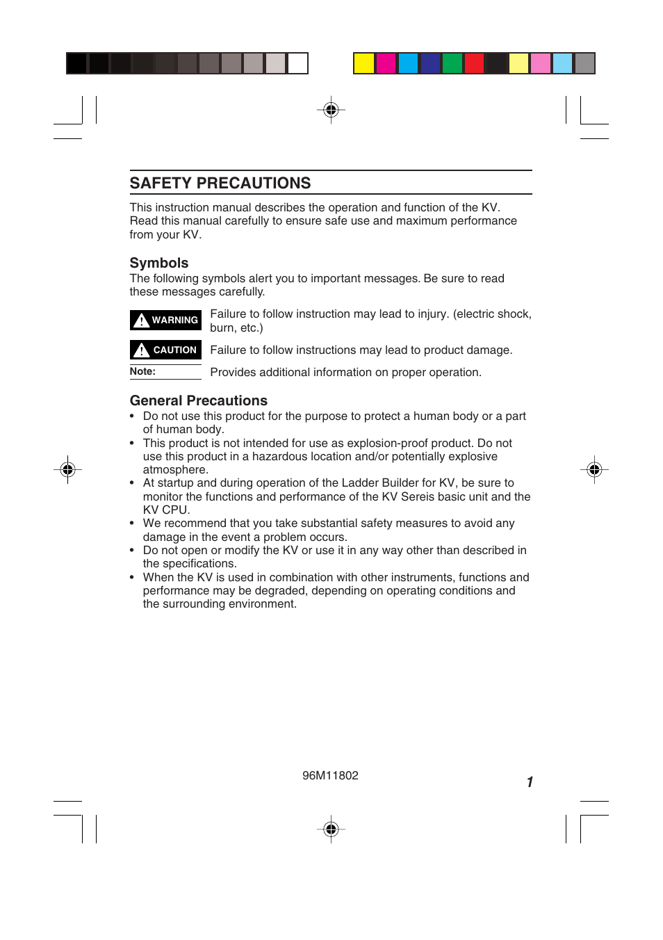 Safety precautions | KEYENCE KV Series User Manual | Page 3 / 26