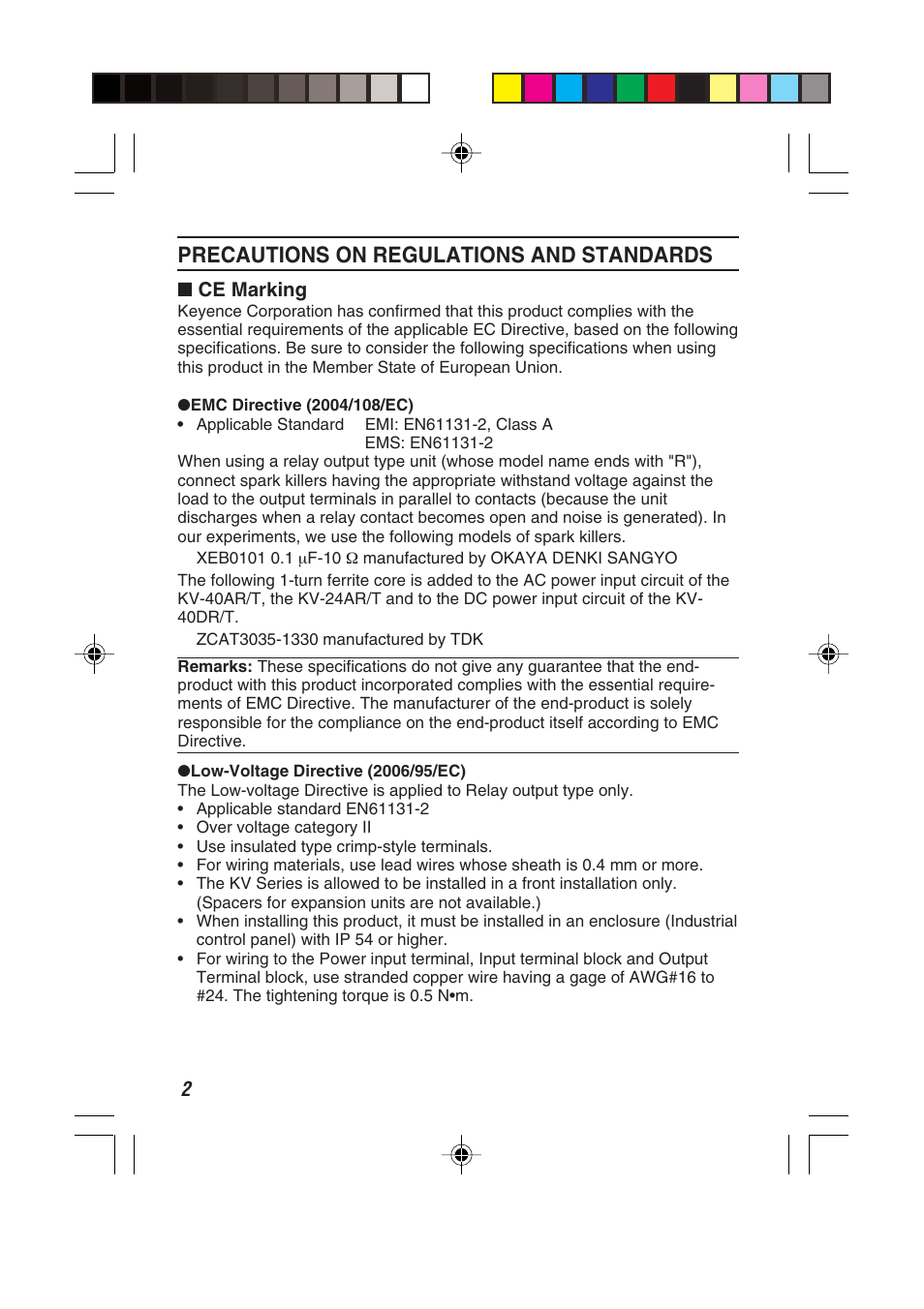 Precautions on regulations and standards | KEYENCE KV Series User Manual | Page 4 / 26