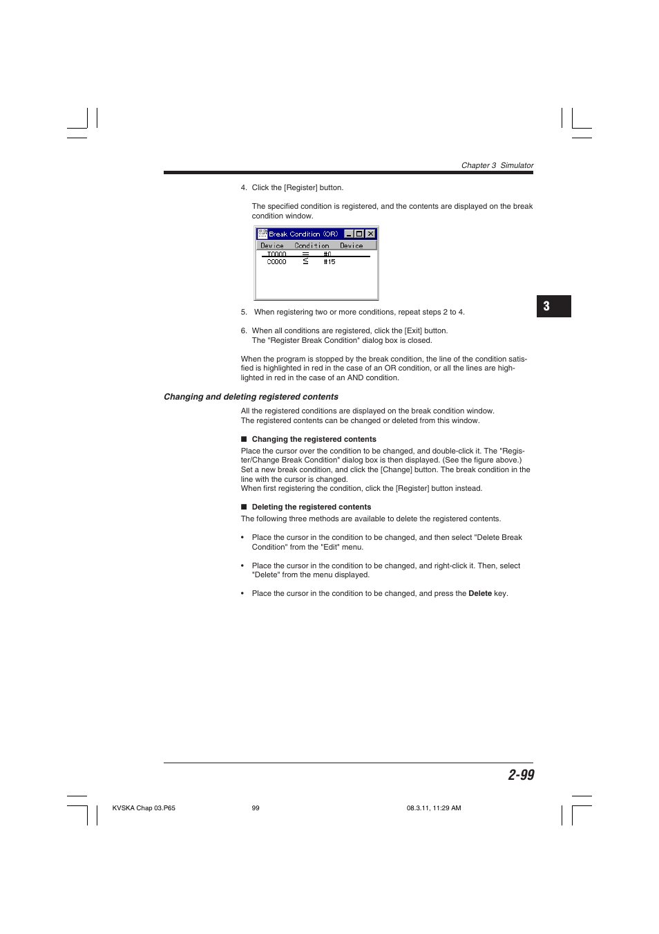 Changing and deleting registered contents | KEYENCE KV Series User Manual | Page 123 / 240