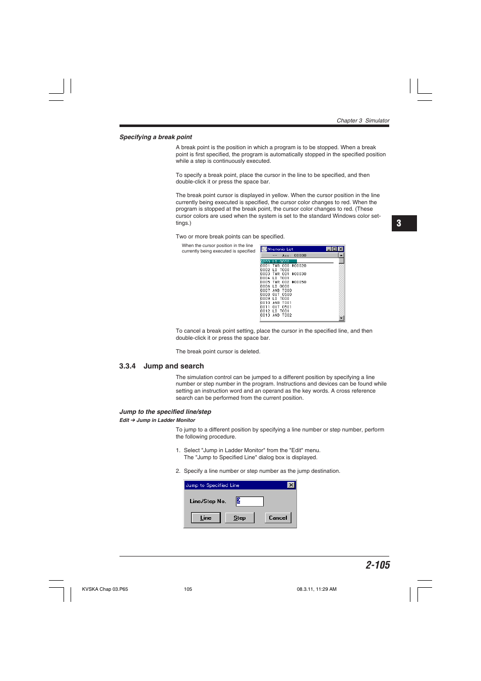 Specifying a break point, 4 jump and search, Jump to the specified line/step | KEYENCE KV Series User Manual | Page 129 / 240