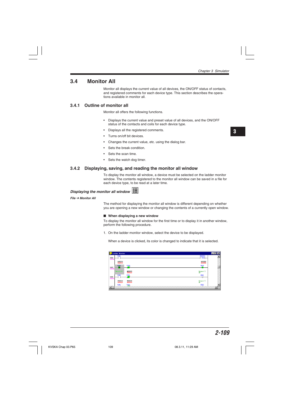 4 monitor all, 1 outline of monitor all, Displaying the monitor all window | 13 3.4 monitor all | KEYENCE KV Series User Manual | Page 133 / 240