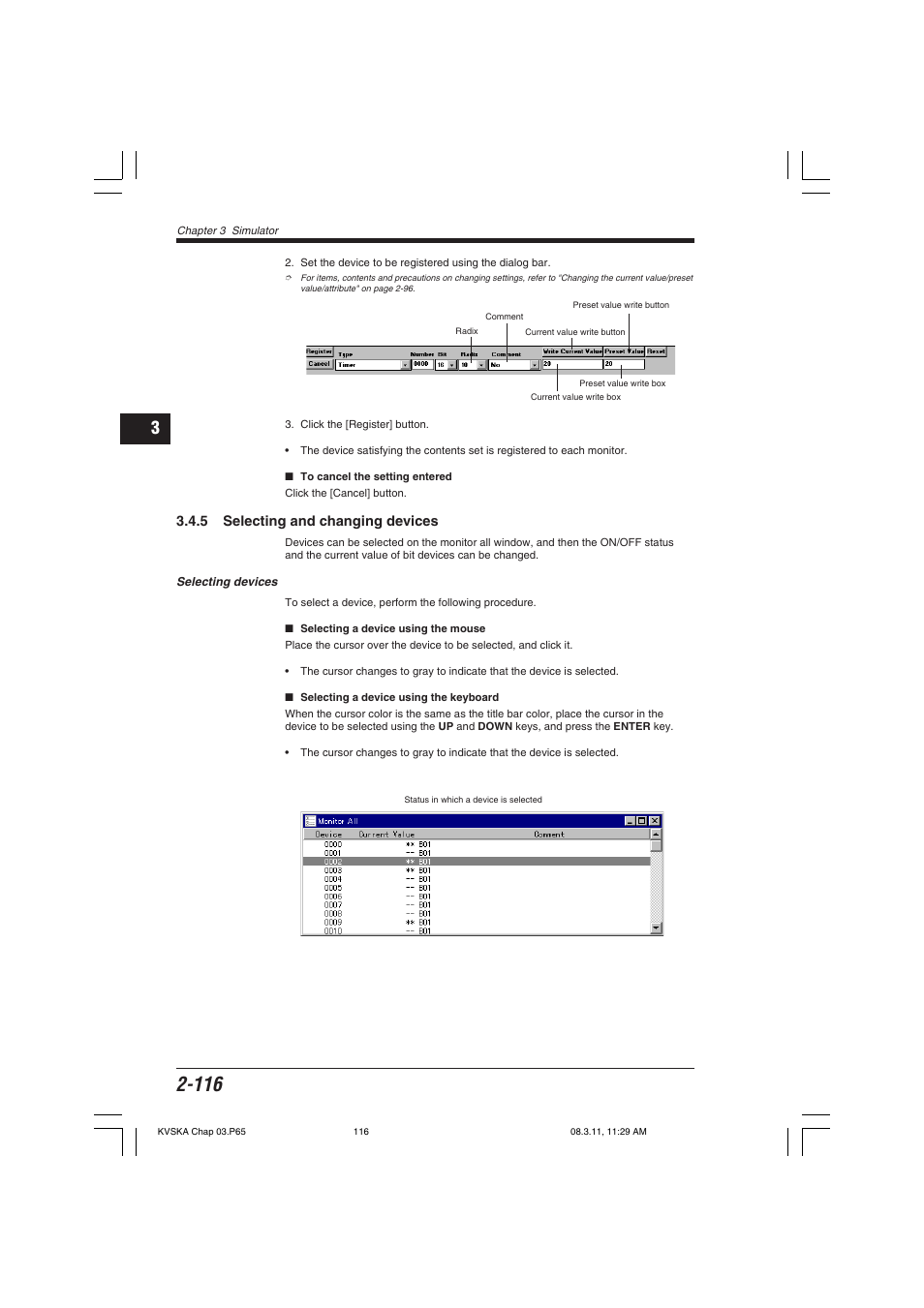 5 selecting and changing devices, Selecting devices | KEYENCE KV Series User Manual | Page 140 / 240