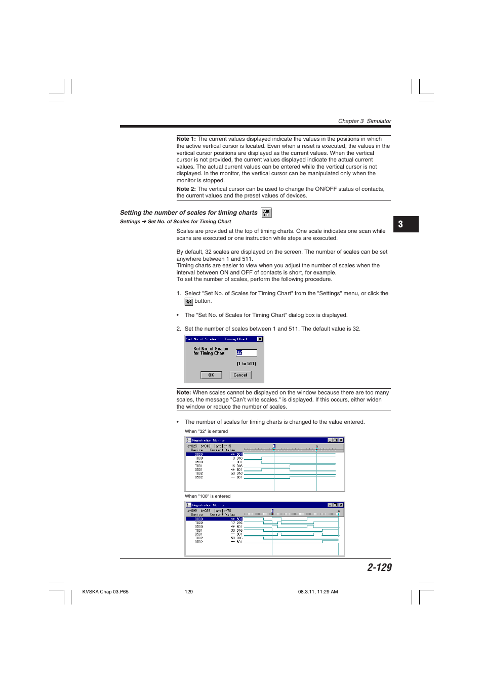 Setting the number of scales for timing charts | KEYENCE KV Series User Manual | Page 153 / 240