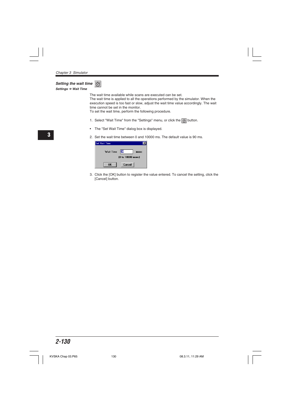 Setting the wait time | KEYENCE KV Series User Manual | Page 154 / 240