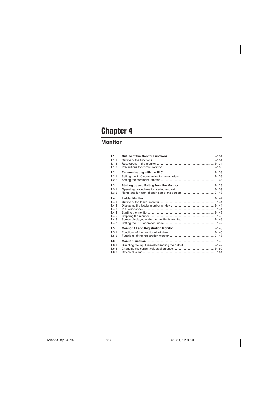 Chapter 4 monitor, Chapter 4, Monitor | KEYENCE KV Series User Manual | Page 157 / 240