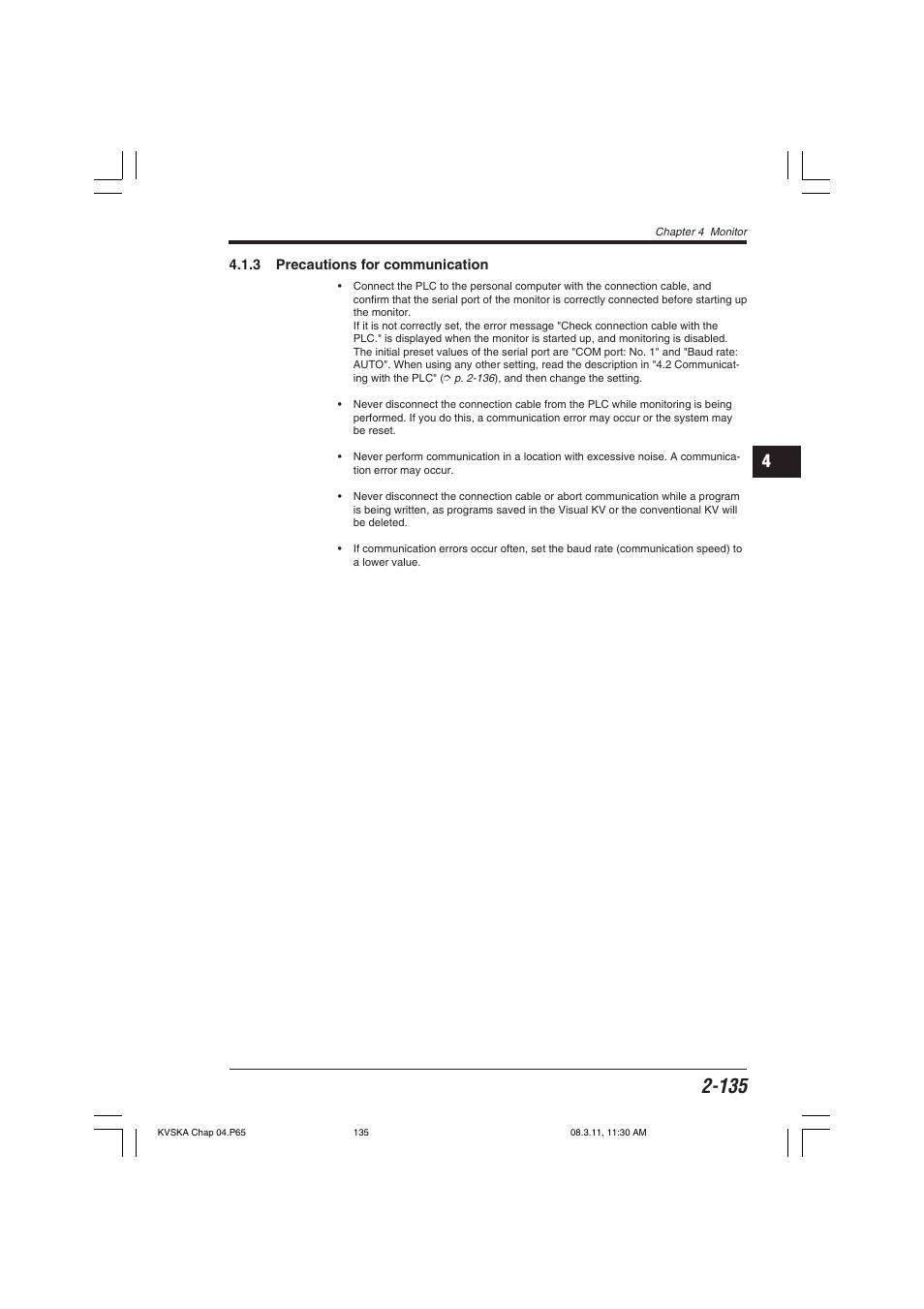 3 precautions for communication | KEYENCE KV Series User Manual | Page 159 / 240