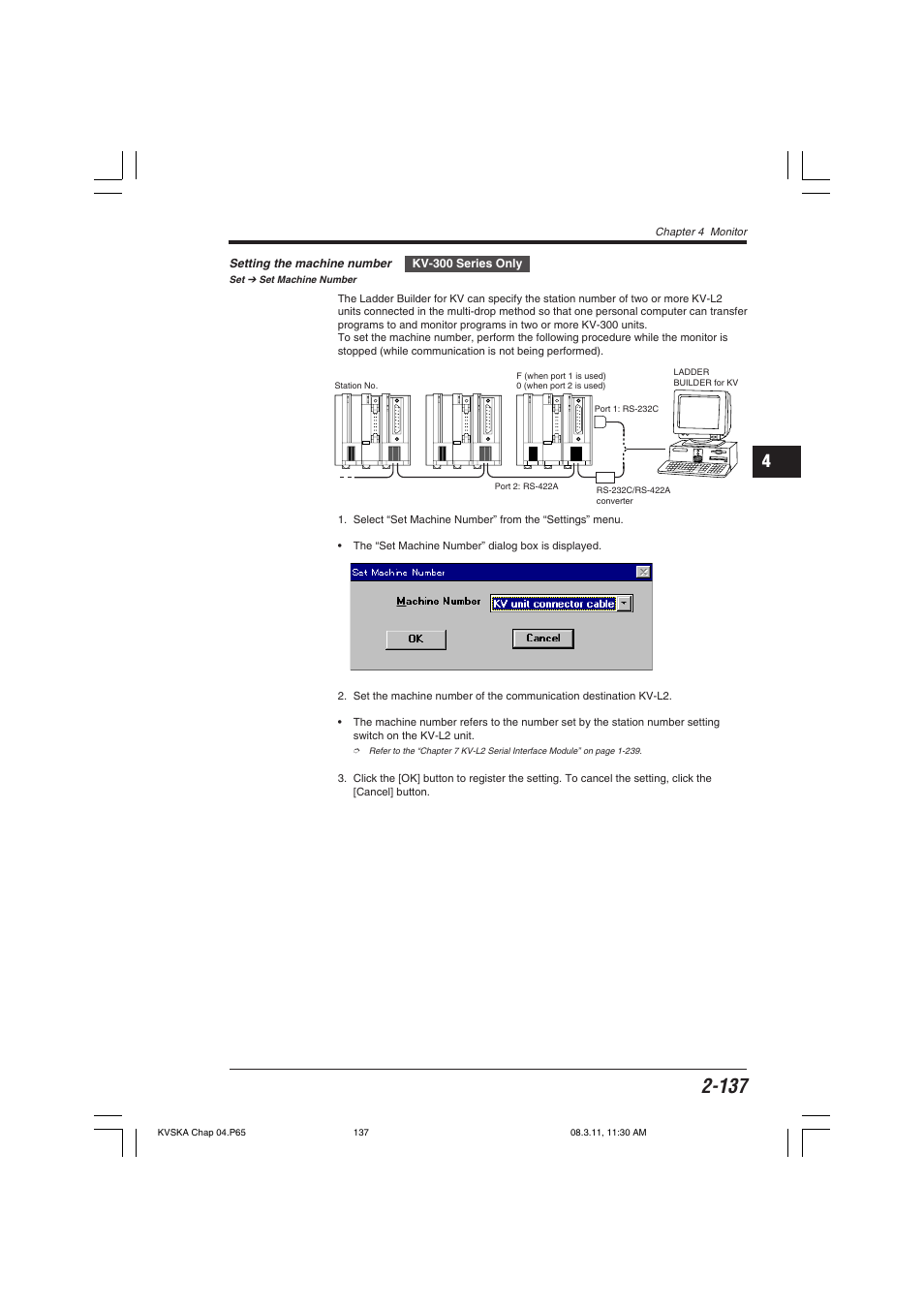 Setting the machine number | KEYENCE KV Series User Manual | Page 161 / 240