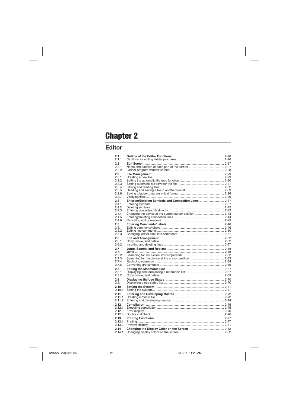 Chapter 2 editor, Chapter 2, Editor | KEYENCE KV Series User Manual | Page 49 / 240