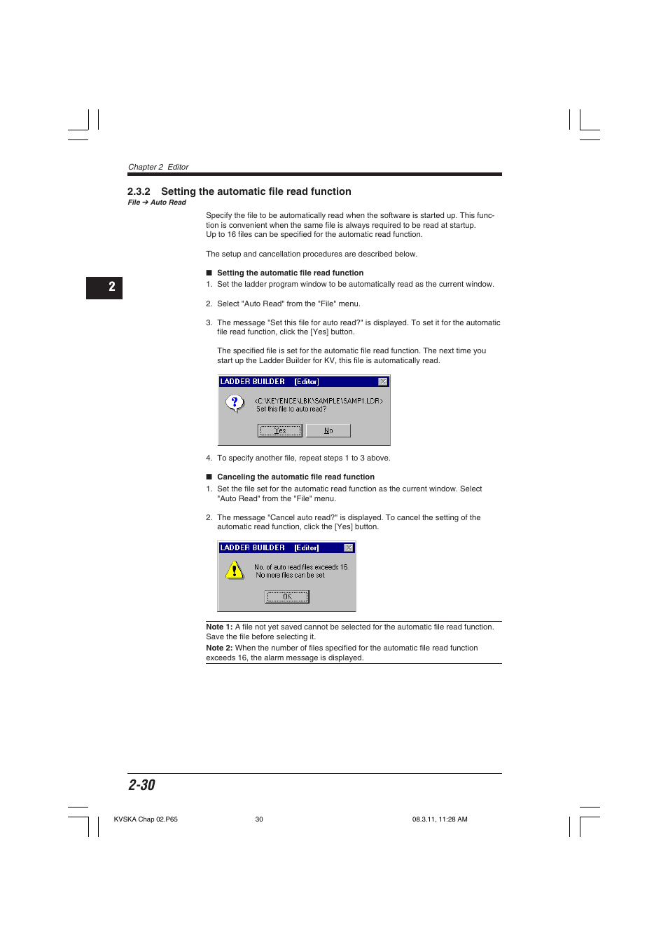 2 setting the automatic file read function | KEYENCE KV Series User Manual | Page 54 / 240