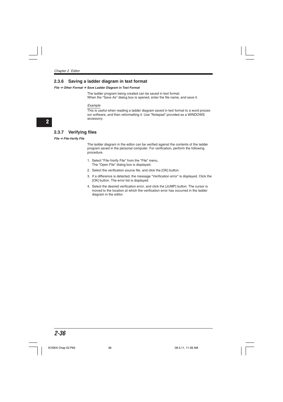 6 saving a ladder diagram in text format, 7 verifying files | KEYENCE KV Series User Manual | Page 60 / 240