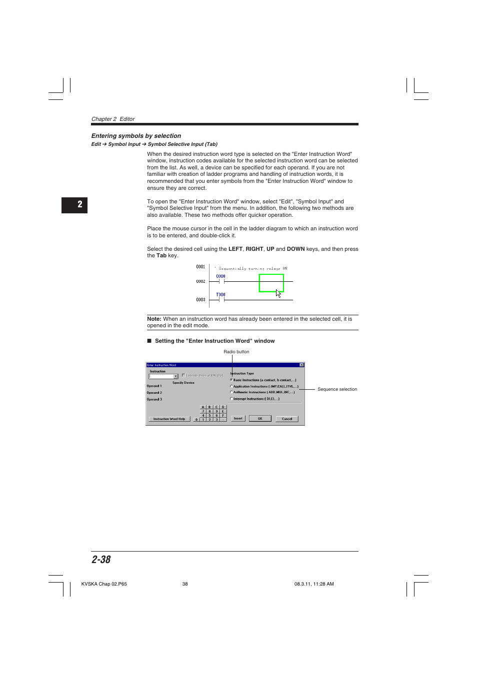 Entering symbols by selection | KEYENCE KV Series User Manual | Page 62 / 240