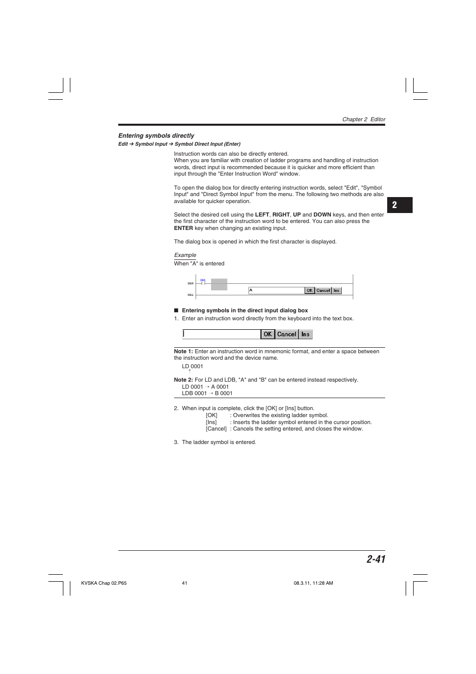 Entering symbols directly | KEYENCE KV Series User Manual | Page 65 / 240