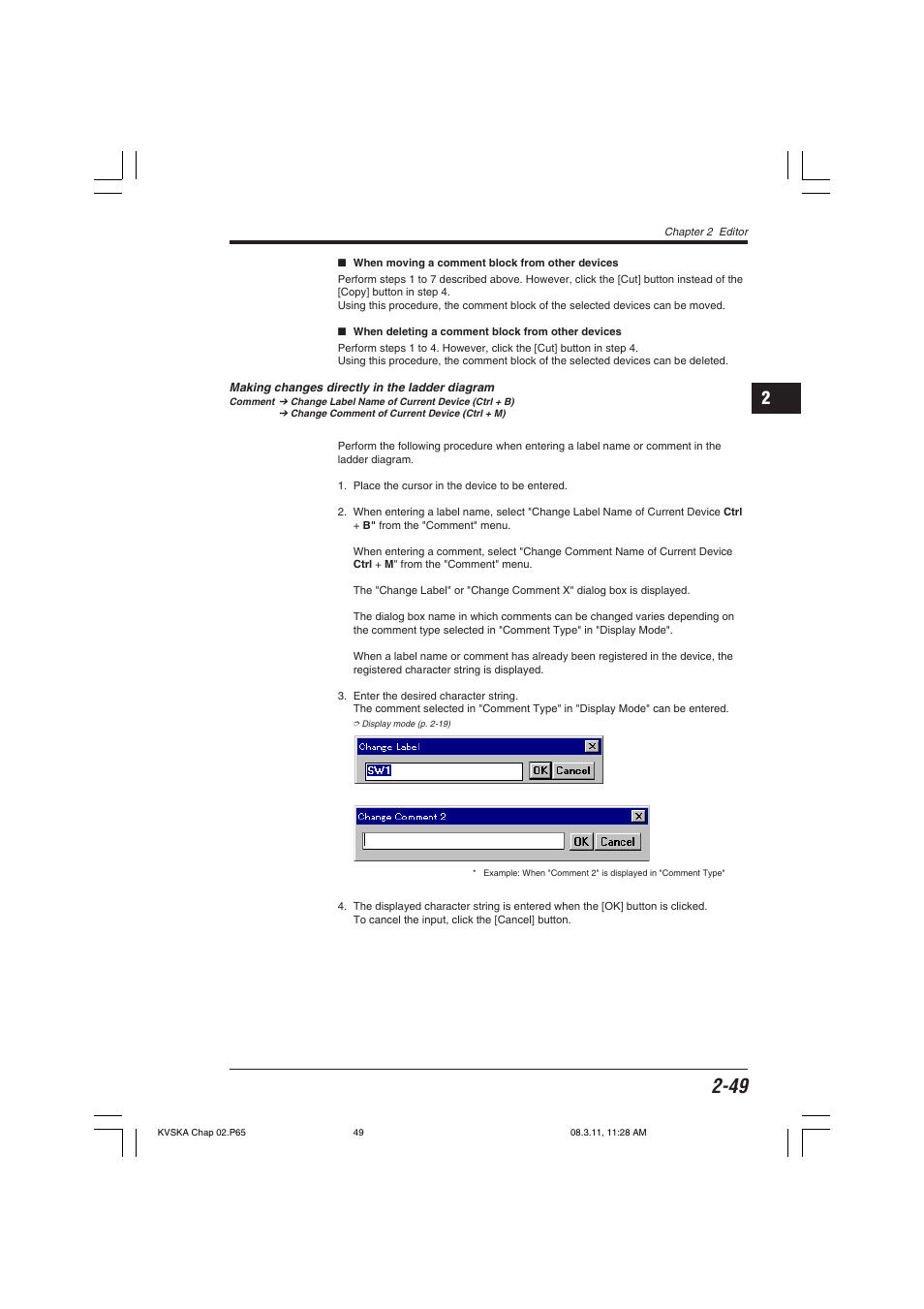 Making changes directly in the ladder diagram | KEYENCE KV Series User Manual | Page 73 / 240