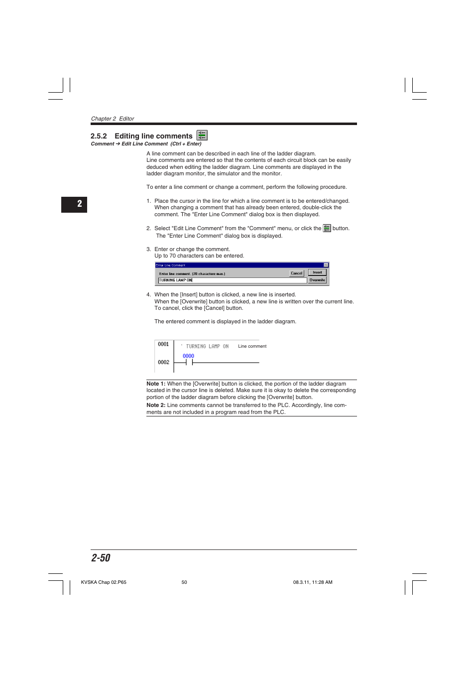 2 editing line comments | KEYENCE KV Series User Manual | Page 74 / 240