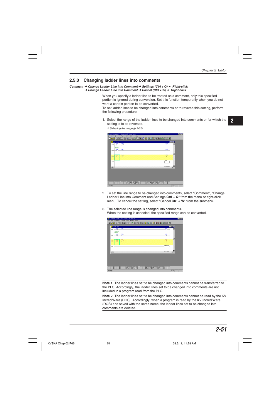 3 changing ladder lines into comments | KEYENCE KV Series User Manual | Page 75 / 240