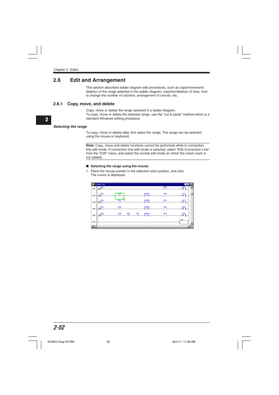 6 edit and arrangement, 1 copy, move, and delete, Selecting the range | KEYENCE KV Series User Manual | Page 76 / 240