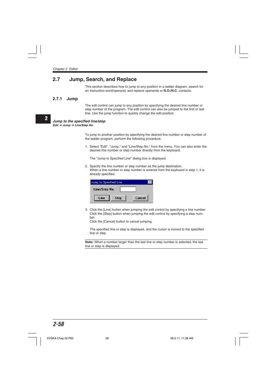 7 jump, search, and replace, 1 jump, Jump to the specified line/step | KEYENCE KV Series User Manual | Page 82 / 240