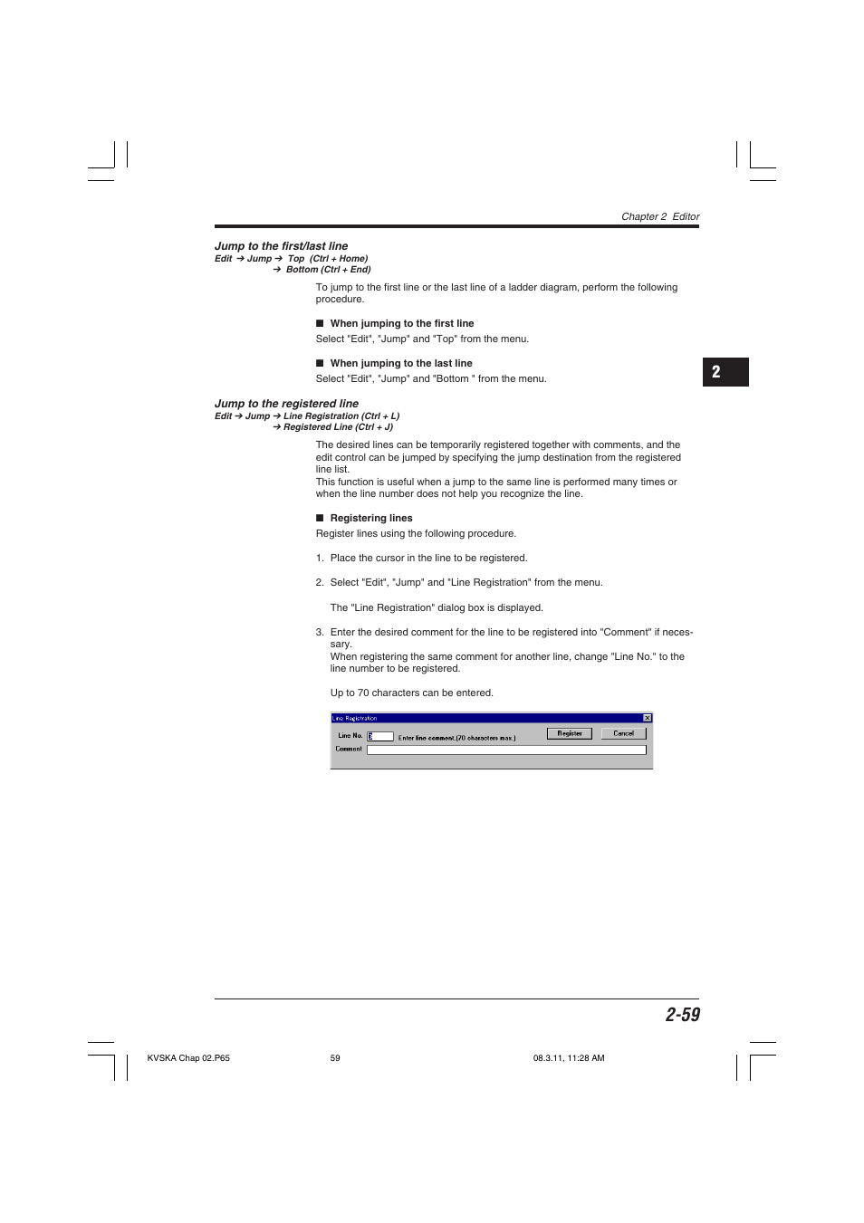 Jump to the first/last line, Jump to the registered line | KEYENCE KV Series User Manual | Page 83 / 240