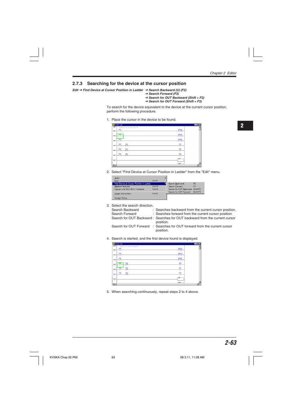 3 searching for the device at the cursor position | KEYENCE KV Series User Manual | Page 87 / 240