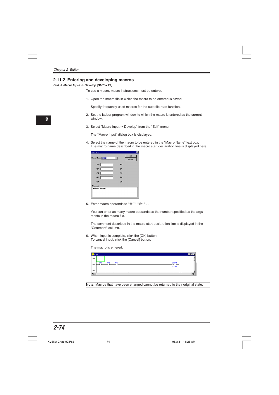 2 entering and developing macros | KEYENCE KV Series User Manual | Page 98 / 240